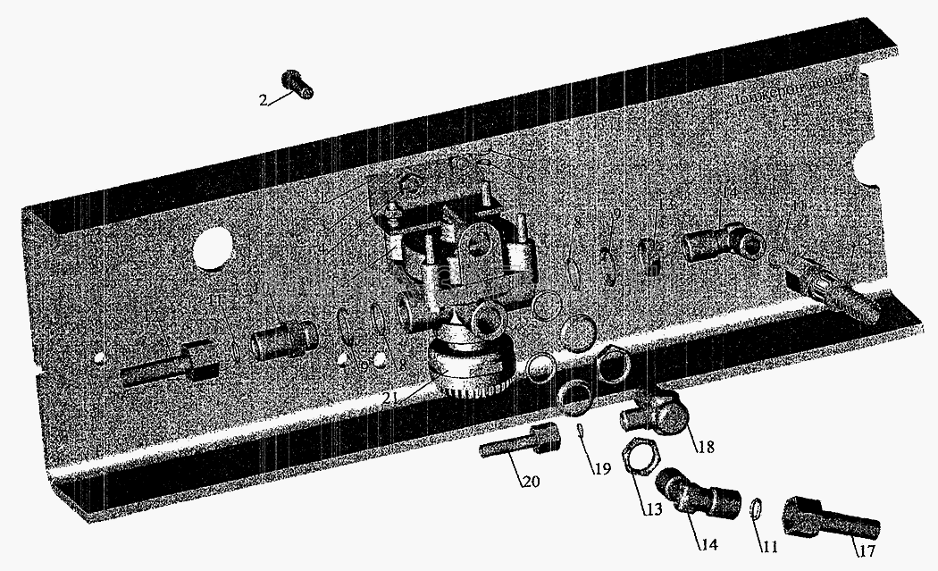 Установка ускорительного клапана и присоединительной арматуры на МАЗ-630308  